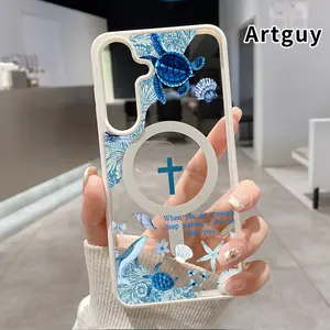 Magnetic Phone case compatible with Samsung Galaxy S26 S23 Ultra S24 Plus FE S25 S22+ Oceanic Faithful Promise Pattern Non-Yellowing Shockproof Soft Silicone Transparent Acrylic Cover Supports Wireless Charging