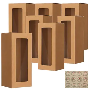 Brown Bakery Boxes with Window,Easy Estate Holiday Packaging for Cookie, Cupcaked, Donuts & Pastries 8.7'x3.15'x3.15'