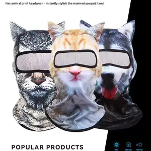 3D Cat Skiing Balaclava Mask with Ears, Cute Animal Design, Breathable, Sun-Resistant, All-Seasons, Unisex Fit for Music Festivals, Outdoor Activities