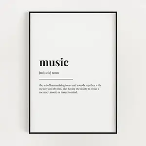 Music Definition Print, Music Definition Poster No Frame(Note: Frame shown for display only)