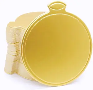 100pcs Mini Cake Boards, 3.1" Mini Round Cardboard, Mousse Cupcake Base for Cake Dessert, Golden