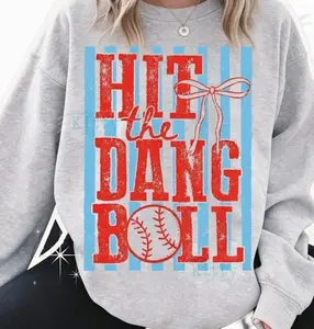 Hit The Dang Ball Shirt, Coquette Bow Baseball Graphic, Game Day Design Crewneck Tee, Funny Sports Outfit, Gift for Baseball Moms, Womenswear CKN