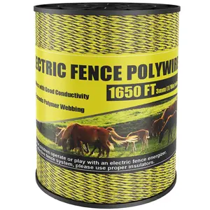 Upgrade Electric Fence Polywire 1650FT,500 Meters, 6 Stainless Steel Strands for Reliable Conductivity, Portable Electric Fencing, , Rust Resistant, Highly Conductive, Easy to Install