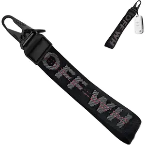 Car Keychain, Fabric Wrist Lanyard Keychain with Key Ring, Stylish Car Accessories for Keys, Wallets, Bags and Jeans Decoration, Black