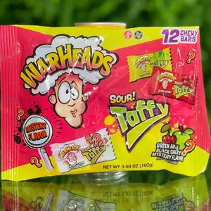 Warhead Sour Taffy Green Apple, Black Cherry Flavor Taffy - 1 Bag 3.59 oz