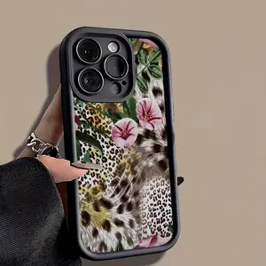 Pink Flower Leopard Print Phone Case， Elegant Floral Animal Pattern Style for iPhone 17 16 15 14 13 12 11 Plus Pro Max， Birthday Gift.