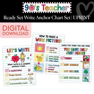 Printable Retro Ready Set Write Anchor Chart Set | 90s Teacher
