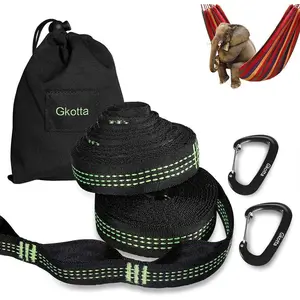 Hammock Straps, Hammock Tree Straps Lightweight Set of Two 10FT Long 32 Adjustable Loops Total with 2 Carabiners Holds up to 1000 Lbs Each Strap