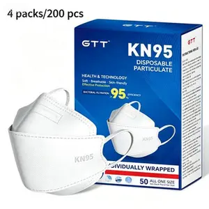 GTT KN95 Disposable Face Masks, 5-Ply Fish Shape Individually Wrapped Particulate Respirator Mask, 95% Filtration Efficiency for Daily, Medical & Outdoor Use