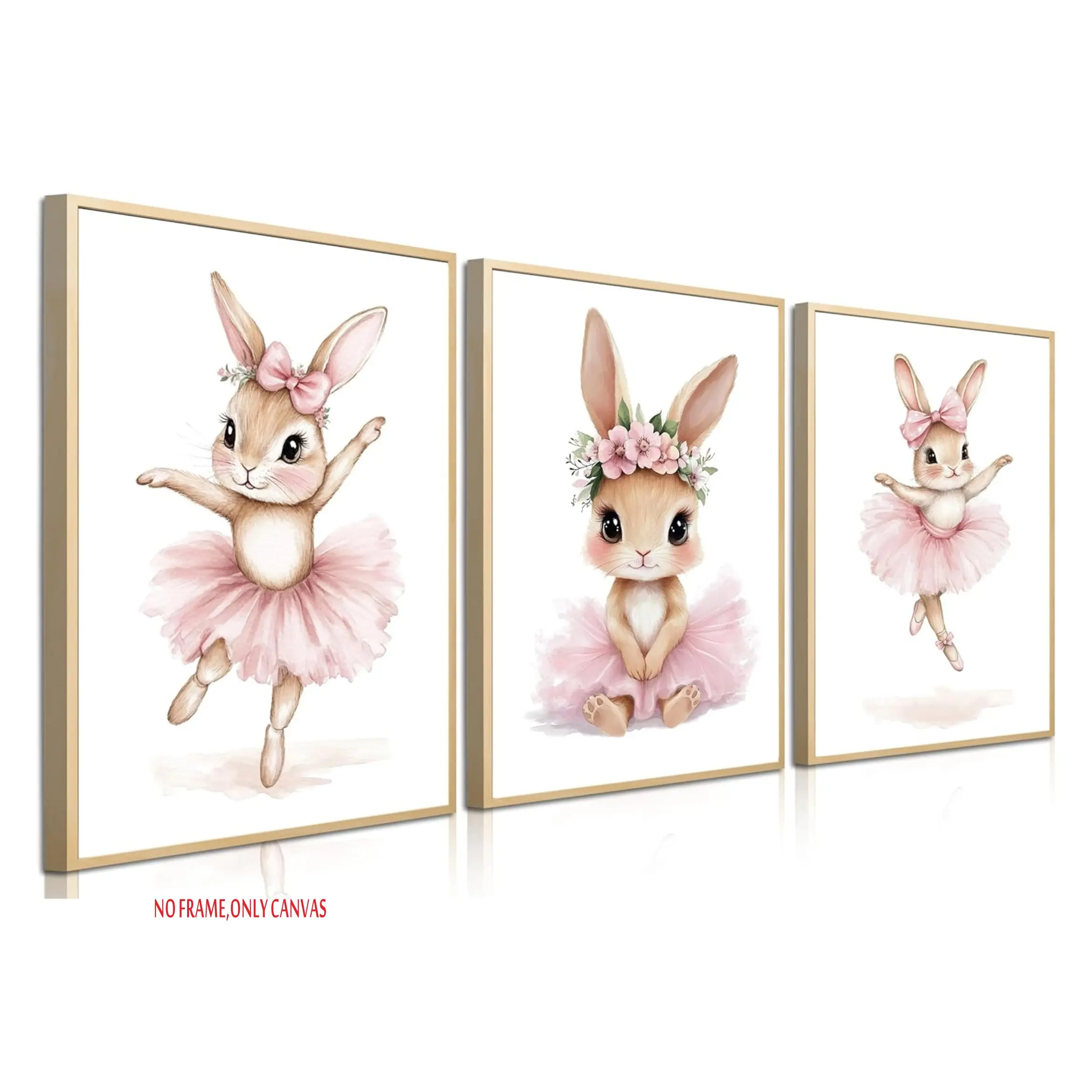 3-Piece Set, Wall Decor for Baby Girls' Nurseries, Easter-Themed Canvas Art Set for Nurseries, Decorative Artwork, Cute Pink Rabbit Poster, Suitable for Boys' and Girls' Rooms, Bedrooms, and Home Decor, Decoration Items, Frameless