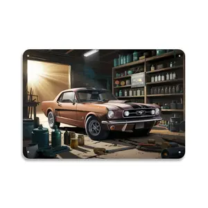 Vintage Classic Mustang Garage Metal Sign Print Aesthetic Room Decoration for Home Bedroom Kitchen Dorm Bathroom Wall Decor 8 X 12 ， Easy to Hang