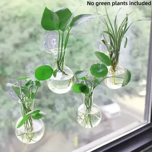 4 Mini Wall-Mounted Plant Propagation Bottles, Modern Pet Material Hanging Vases, Round Vases for Home Decor, Hydroponic Plant Stems, Hydroponic Plant Holders