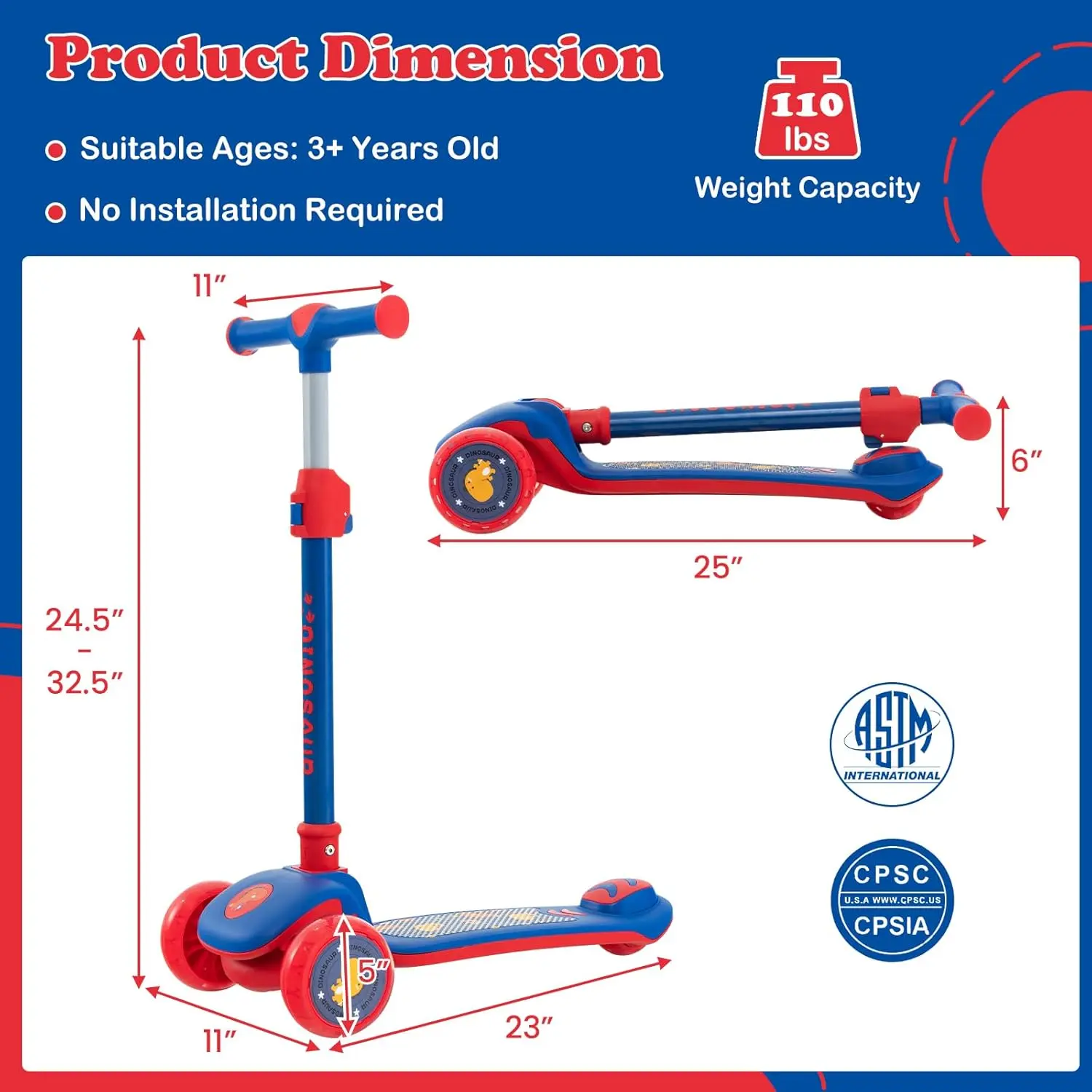 3 Wheeled-Blue + Red