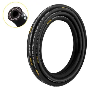 VEVOR Hydraulic Hose 1/4 inch x 100 ft, Coiled Hydraulic Hose 5800 PSI, Rubber Hydraulic Hose with 2 High-Tensile Steel Wire Braid, Bulk Hydraulic Hose -20℃ to 140℃, Hydraulic Oil Flexible Hose