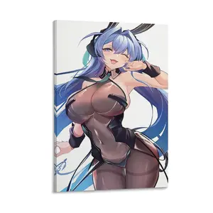 Azur Lewds Bunny Poster. Sexy with Tits, Thighs, Ass, Butt. Hot Anime Girl. Wall Art for Bar, Pub, Garage. Canvas Poster Bedroom Decor Sports Landscape Office Room Decor Gift Frames Ornaments Artistic Decoration Photo Print