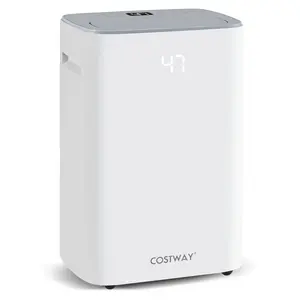 COSTWAY - Dehumidifier with Auto Drain or Manual Drainage for Home Basement-White