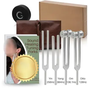 Resonance Sound Healing Tuning Fork Set – 128Hz, 136.1Hz, 256Hz, 384Hz with Activator – Sound Therapy for Stress Relief, Deep Relaxation & Chakra Balancing