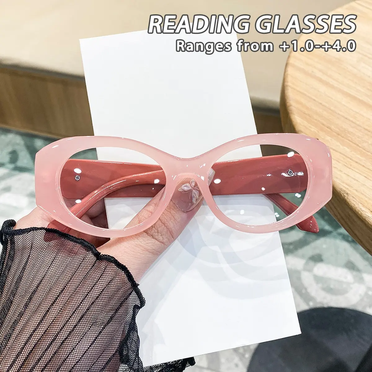 Women's Plastic Oval Wide Leg Glasses, Trendy Cute Atmosphere Fresh Healing, Casual Fashion Frames, Fashion Old Reading Glasses, Lightweight Glasses, Fashion Eyewear