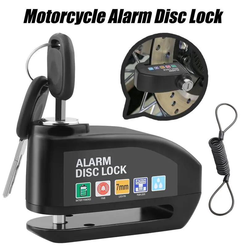 【FathersDayGift】110dB Loud Alarm Disc Lock - Waterproof Anti-Theft Motorcycle Bike Scooter Brake Lock with 5ft Reminder Cable & Carry Pouch