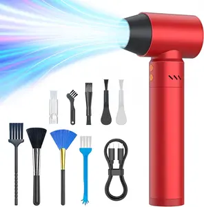 Portable Electric Air Duster with Bright Flashlight - 180000RPM Powerful Jet Fan 21000mAh 4 Gear, 25W Quick Charge for Camping & Daily Cleaning - Black/Red/Green