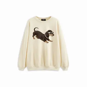 CiderCotton-blend Round Neckline Dog Graphic Oversized Sweatshirt