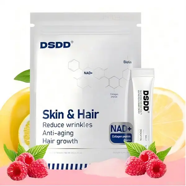 DSDD 10000 NAD+ Advanced Dietary Supplement Powder with Biotin & Collagen, Fruit Flavor Drink Mix for Anti-Aging Support, Glass Skin, Energy, Beauty & Hair & Nail Care
