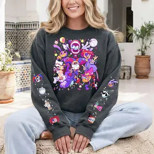 Amazing Digital Circus 2 Sides Sweatshirt and Hoodie, TADC Indie Animation Sweatshirt, Digital Circus Characters Sleeve Hoodie, Trending Anime Gift Pullover