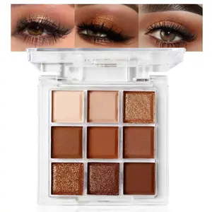 Brown Eyeshadow Palette - Rose Gold Dark Brown Bronze Naked Matte & Glitter Shades, Long-Lasting, Waterproof & Blendable