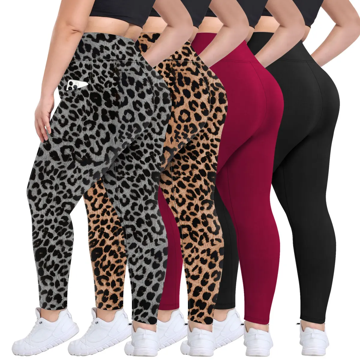 Women's High Waist Tummy Control Leggings with Pockets - Plus Size Female Gym Yoga Clothing, Work Activewear Tummy Flattering Bottoms, Plus Size Fashion, High Waist Leggings, Gym Fitness, Athleisure Gym Clothes, Leggings For Women