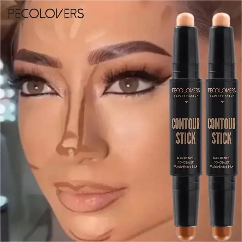 2 Pcs Long-Lasting Makeup Contour Stick, Face Makeup Cosmetic, Concealing & Contouring, Longwear Concealer, Dark Circle Cover & Face Brightening