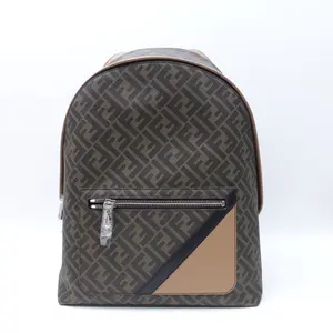 Pre-owned FENDI Coated Canvas Backpacks chiodo diagonal Brown Backpack T10400490