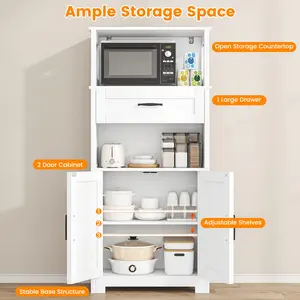 55" Black Farmhouse Kitchen Pantry Cabinet - 5-Tier Storage Unit with 2 Barn Doors, 1 Drawer, 12" D x 24" W x 55" H, Tall Dining Room Sideboard Buffet for Kitchen Organization