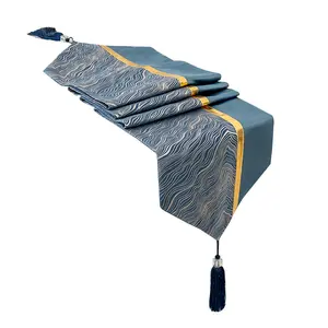 Modern Minimalist Hotel Table Runner Light Luxury Golden Coast Patchwork Dining Decor