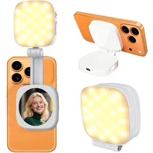 [Summer Vibes] Magnetic Selfie Light Compatible with MagSafe iPhone, Folding LED Phone Fill Ring Lighting with Mirror for Zoom Makeup Photography Recording Video Conference