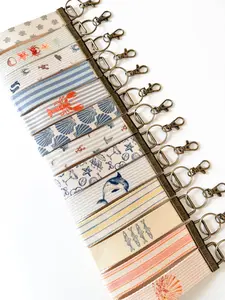 Summer Canvas Wristlet Keychain and Keychain Wallet, Handmade Key Fob Lanyard, Compact Keychain Wallet