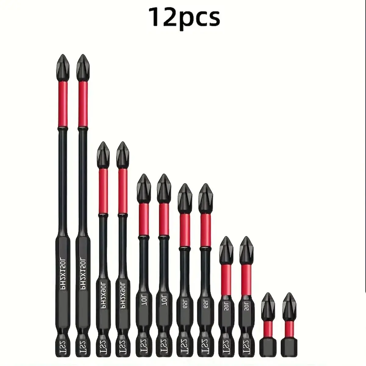 12 Pack Bestgle PH2 Phillips #2 Impact Magnetic Screwdriver Bits, S2 Alloy Steel, 1/4” Hex Shank, 1–6” Long Anti-Slip Tip for Impact Driver & Power Drill