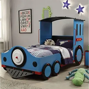 Tobi Blue, Red & Black Finish Twin Bed