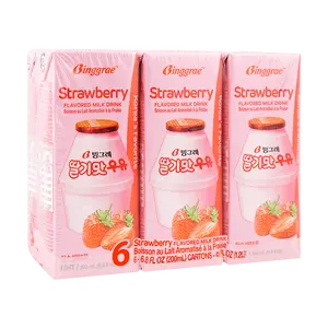 Binggrae Korean Strawberry Milk Drink, 200ml x 6 Boxes - Authentic K-Drama Favorite, Perfect Breakfast Beverage