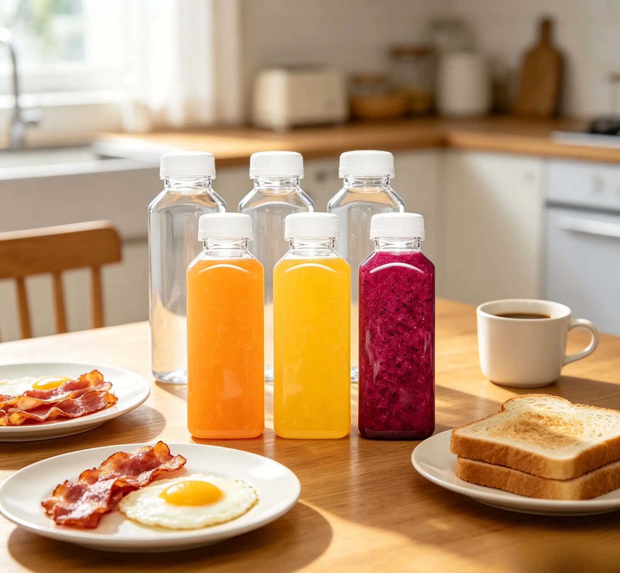 6Pcs Reusable Clear Plastic Juice Bottles - Refillable Storage Bottles with Leakproof Lids, Dishwasher Safe, Ideal for Smoothies & Gym On-the-Go Use, Refillable Bottle Cup Disposable Drinkware Washable Mug Bottled
