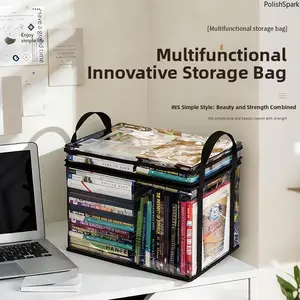 Large Capacity Transparent Book Storage Bag, Waterproof Dustproof PVC Organizer