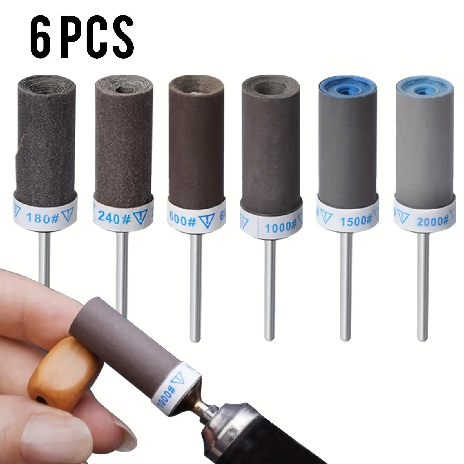 Sand drum sandpaper stick with handle, used for rotating tools, with different particle sizes to meet more needs for jade polishing/stone grinding, Sanding Sticks