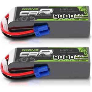 #FatherDayGift OVONIC 3S LiPo Battery 9000mAh 11.1V 130C RC Battery with EC5 Connector (2 Pack)