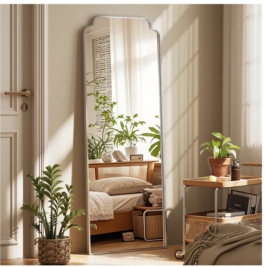 64"x21" Arched Full Length Mirror Decorative Wall Mounted Mirror with Metal Frame, Silver