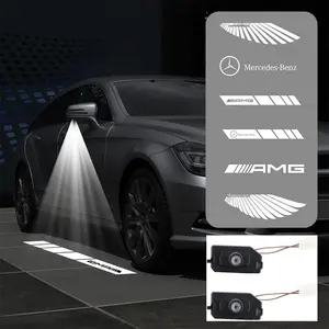 2pcs Mercedes-Benz LED Rearview Mirror Logo Projection Lights, Angel Wing Design, High-Definition Wireless Car Accessories