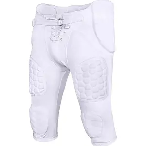 Exxact Sports Rebel Mens Integrated Football Pants with Built-in Pads, Lightweight Football Practice Pants with Lace-up Fly (A, White)