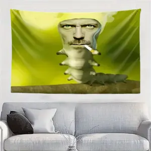 Dr. House Caterpillar Tapestry - Soft Peach Velvet Wall Hanging with Whimsical Design, Perfect for Living Room or Dorm Decor, Includes Easy Installation Kit, Indoor Use Only, Bedroom Decoration |   Whimsical Wall Art |   Polyester Fabric, Wall Decor