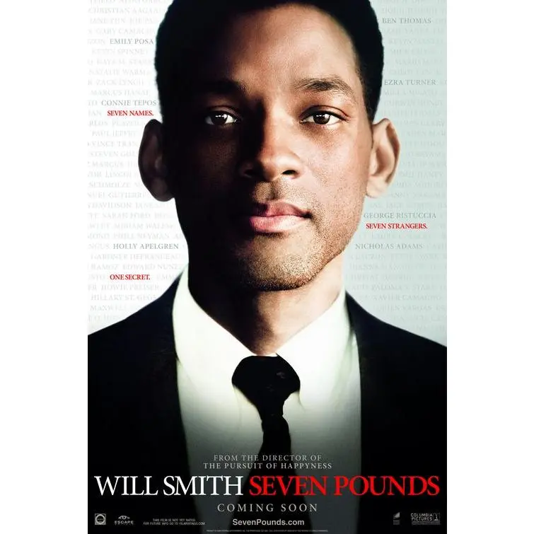 SEVEN POUNDS - 27"x40" Original Movie Poster One Sheet - Will Smith 2008