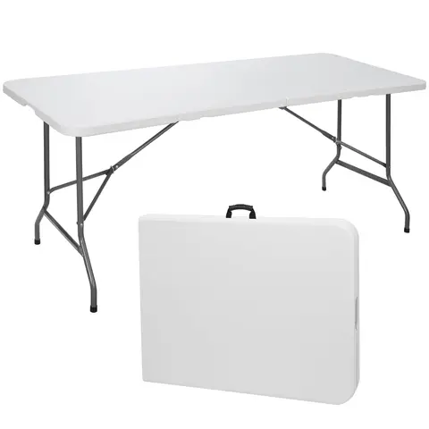 Segawe Multi-Size Rectangular Plastic Folding Table - 8/6/4/2.8/2.5FT Waterproof HDPE Top, Metal Frame, Lightweight Camping Furniture for Picnic Dining, Home Outdoor Furniture