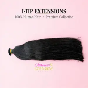 Human Hair I-Tip Extensions, Black Jet Color