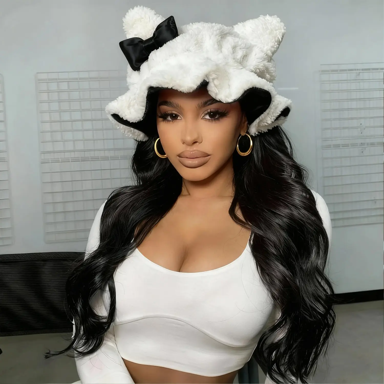 Luxury Kitty Teddy Bonnet-Adjustable,Daily Hair Care and Protection with SatinLining & Cute Ears No Frizz All ComfortStylish Curl Protection for Daily Hair Care Durable Halloween Party hair bonnet,Cute Comfortable Stylish